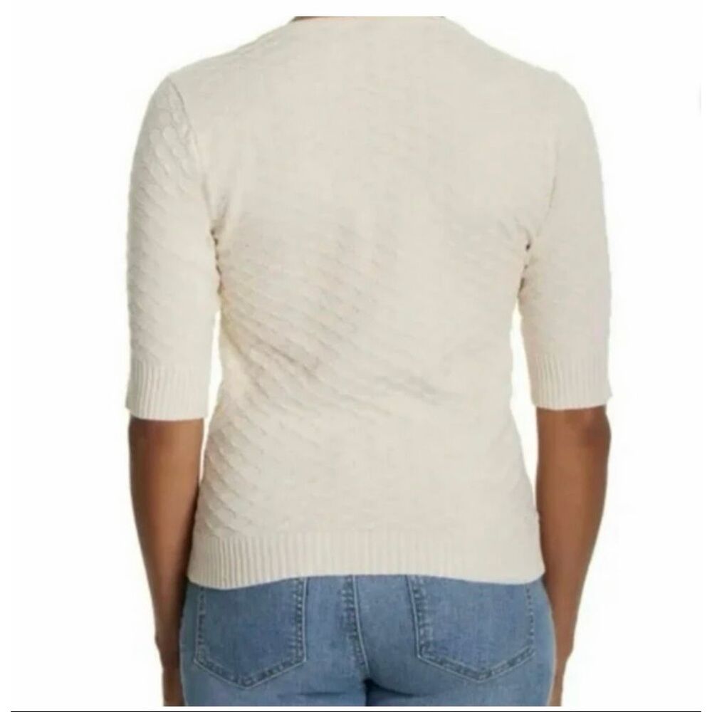 Ella Moss Women's Elbow Sleeve Lightweight V Neck Sweater Cream Size XXL - Picture 8 of 8